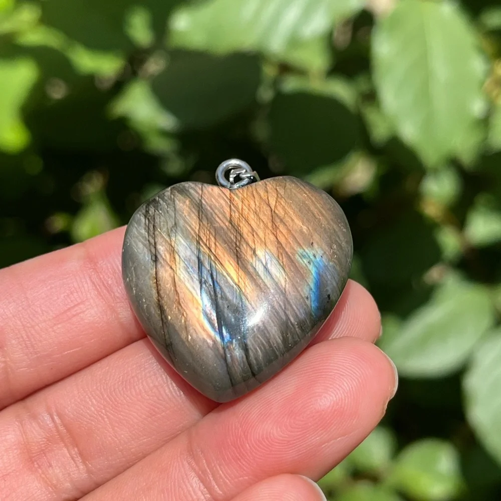 Stainless steel gold flash labradorite heart pendant 1711‎